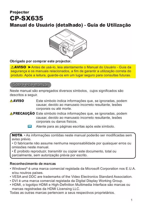 Mode d'emploi HITACHI CP-SX635W