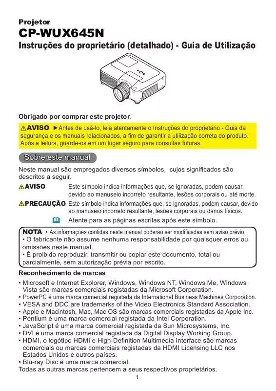 Mode d'emploi HITACHI CP-WUX645N