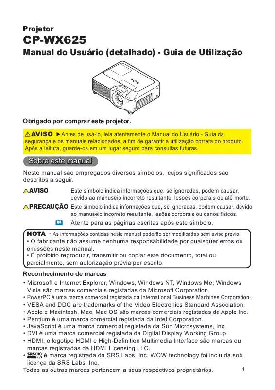 Mode d'emploi HITACHI CP-WX625W