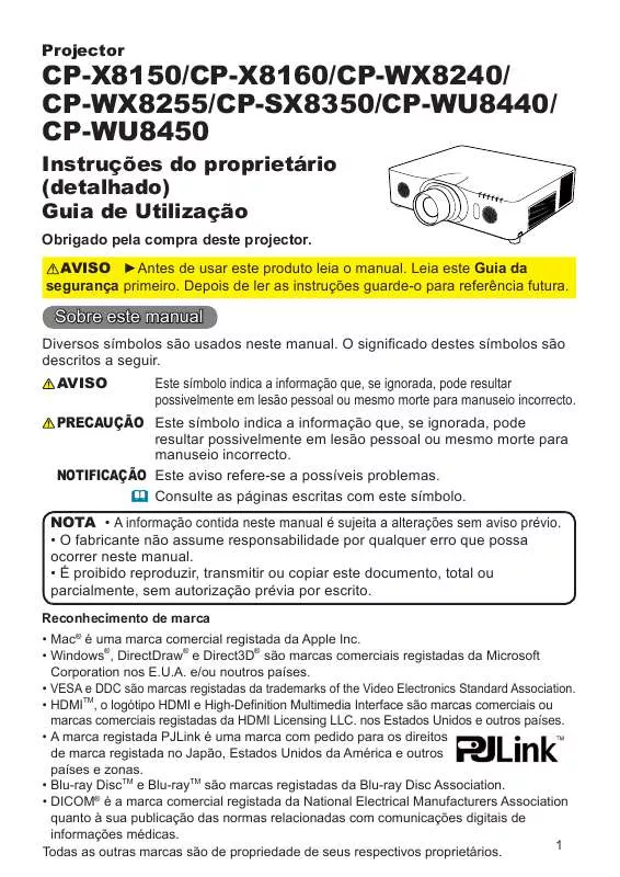 Mode d'emploi HITACHI CP-WX8240