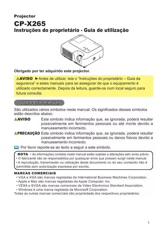 Mode d'emploi HITACHI CP-X265WF