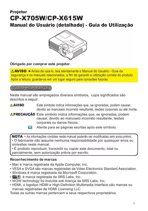 Mode d'emploi HITACHI CP-X615W