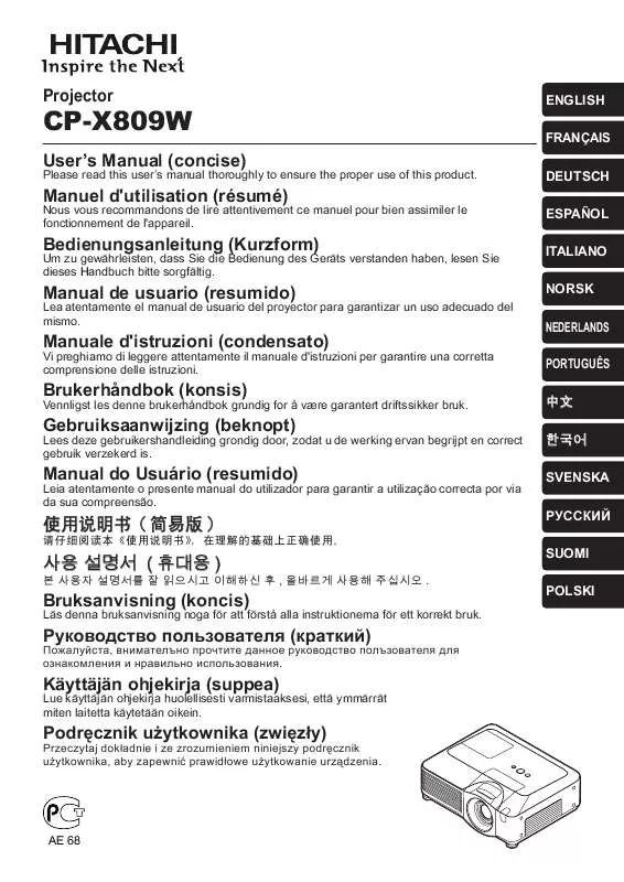 Mode d'emploi HITACHI CP-X809W