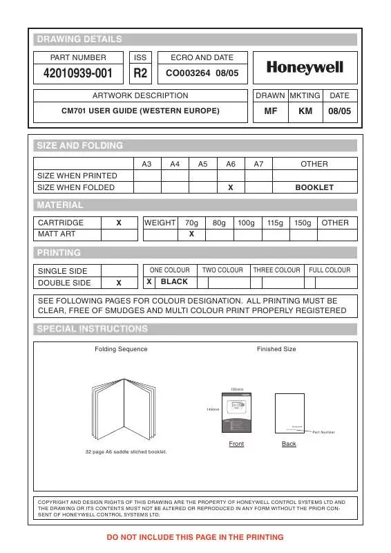 Mode d'emploi HONEYWELL CM701