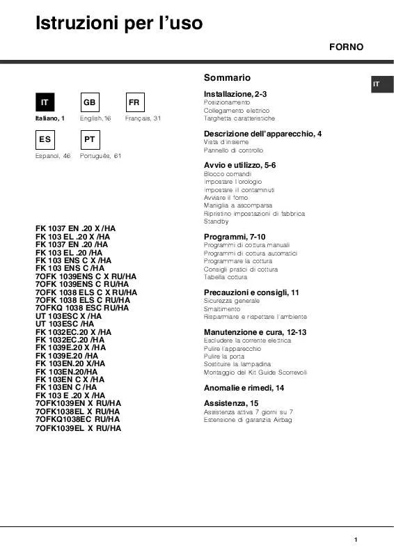 Mode d'emploi HOTPOINT 7OFK1039EN X RU/HA