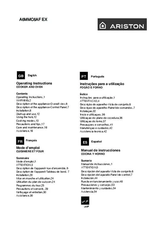 Mode d'emploi HOTPOINT A6MMC6AF