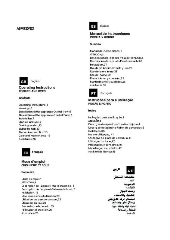 Mode d'emploi HOTPOINT A6V530