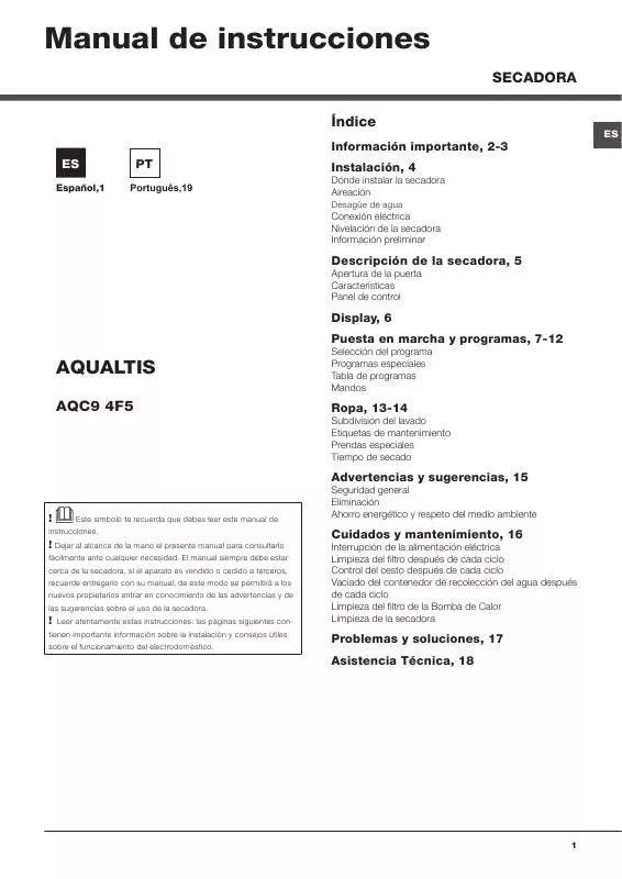 Mode d'emploi HOTPOINT AQC9 4F5 T/Z1