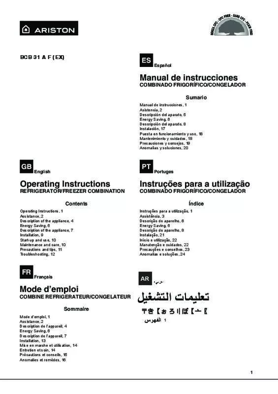 Mode d'emploi HOTPOINT BCB 31 A F