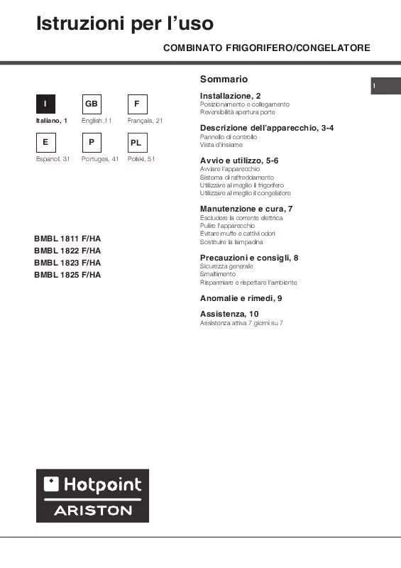 Mode d'emploi HOTPOINT BMBL 1823 F/HA