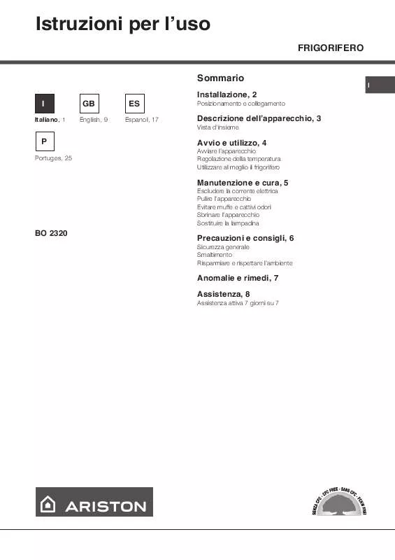 Mode d'emploi HOTPOINT BO 2320