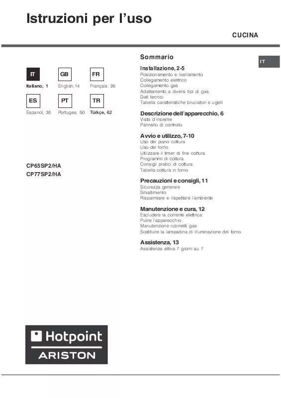 Mode d'emploi HOTPOINT CP65SP2 /HA