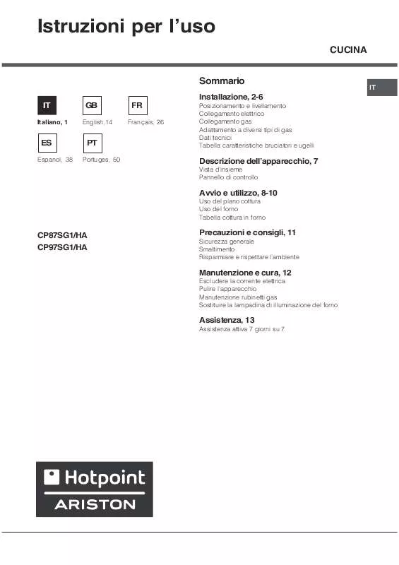 Mode d'emploi HOTPOINT CP97SG1 /HA