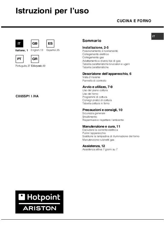 Mode d'emploi HOTPOINT CX65SP1