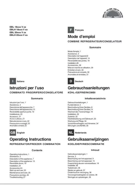 Mode d'emploi HOTPOINT EBL 20321 V