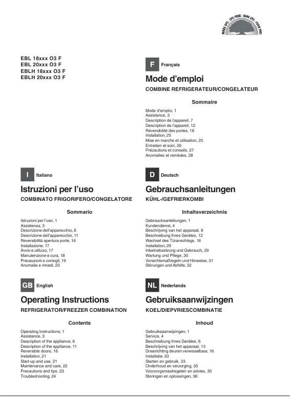 Mode d'emploi HOTPOINT EBLH 18223 O3 F