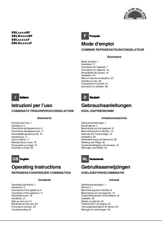 Mode d'emploi HOTPOINT EBLH 18323 F