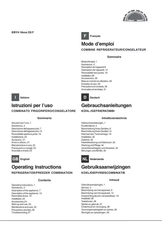 Mode d'emploi HOTPOINT EBYH 18203 F O3