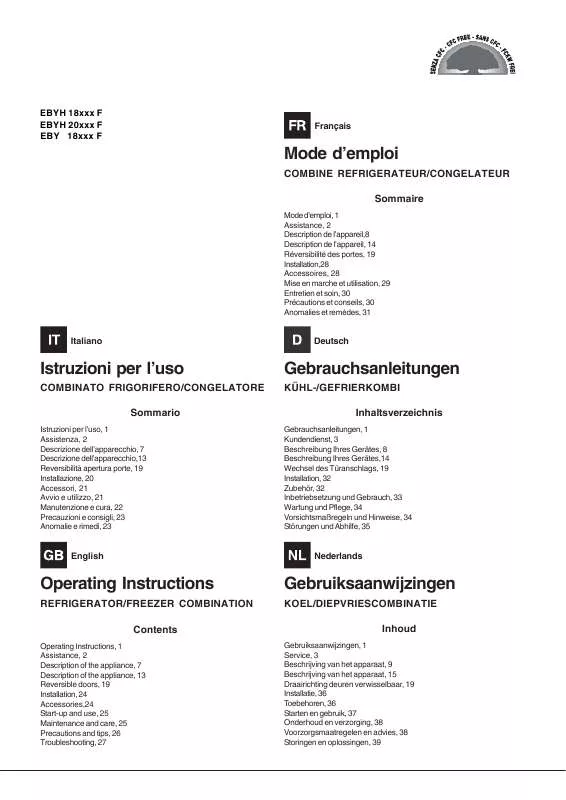 Mode d'emploi HOTPOINT EBYH 18293 F