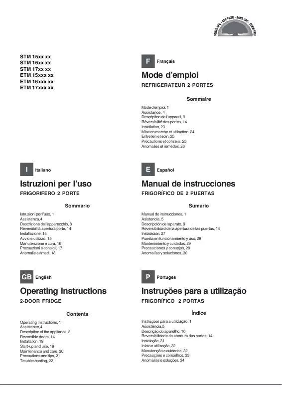 Mode d'emploi HOTPOINT ETM 16210 V