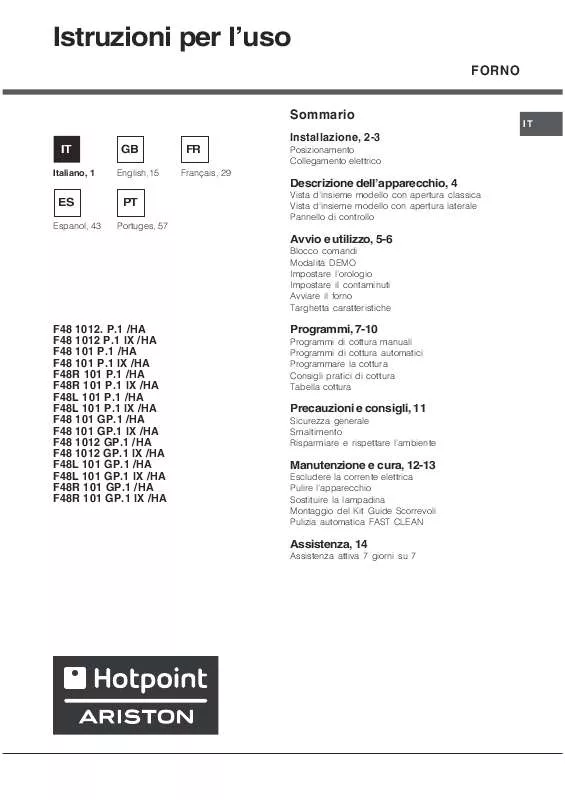 Mode d'emploi HOTPOINT F48R 101 GP.1 IX/HA