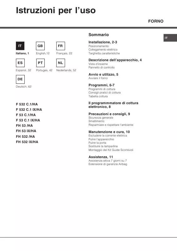 Mode d'emploi HOTPOINT FH 532 IX/HA