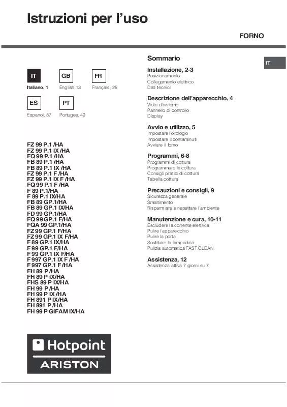 Mode d'emploi HOTPOINT FH 99 P M IX/HA