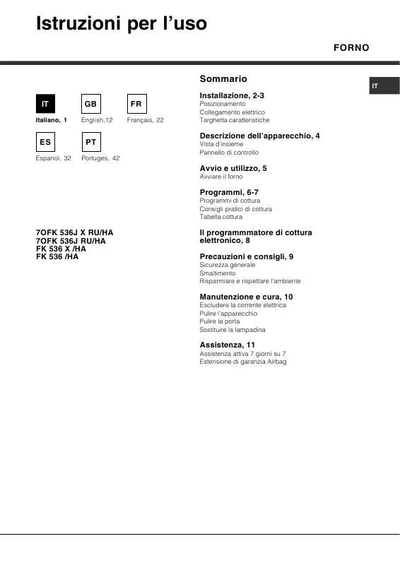 Mode d'emploi HOTPOINT FK 536 X/HA