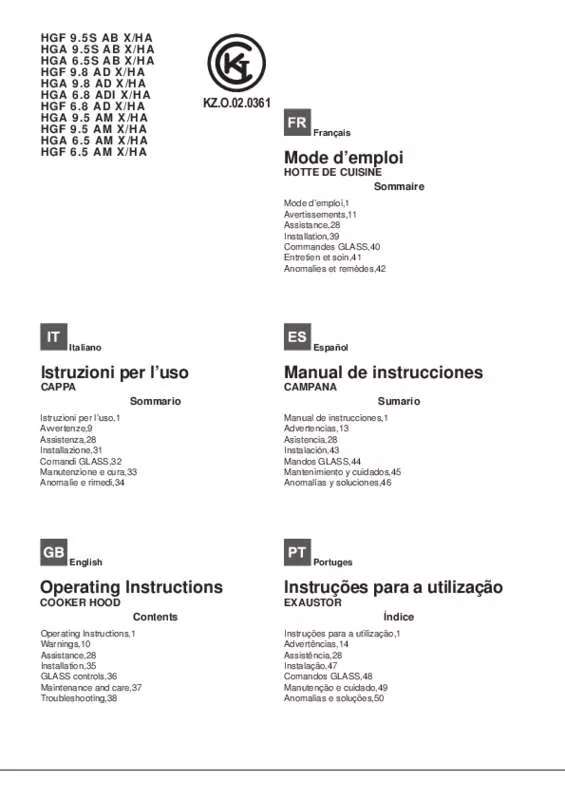 Mode d'emploi HOTPOINT HGF 6.5 AM X/HA