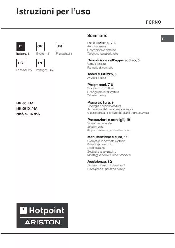 Mode d'emploi HOTPOINT HHS 50 IX/HA