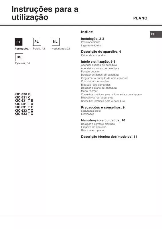 Mode d'emploi HOTPOINT KIC 633 T X