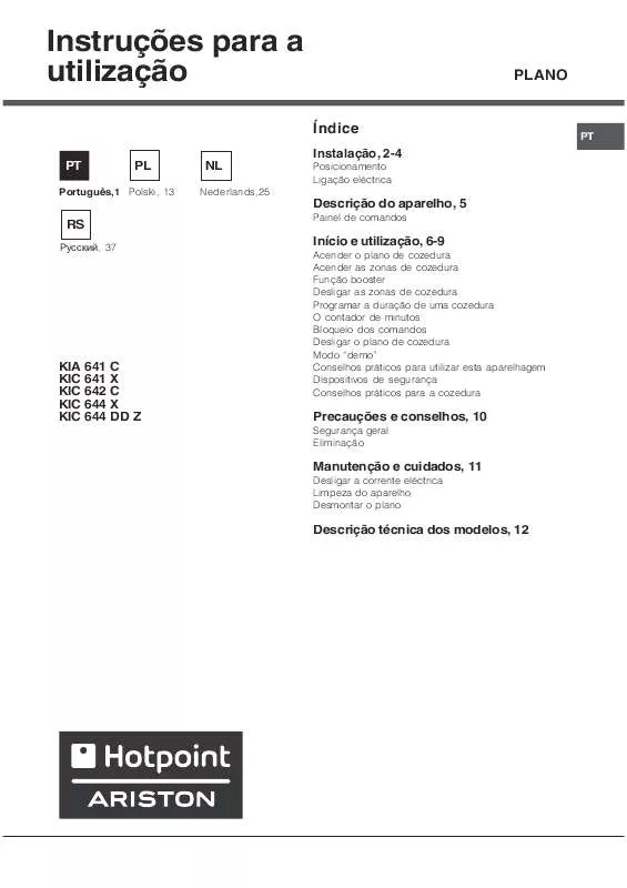 Mode d'emploi HOTPOINT KIC 641 X