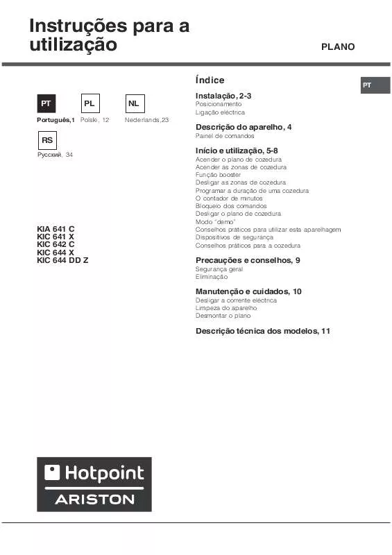 Mode d'emploi HOTPOINT KIC 644 DD Z