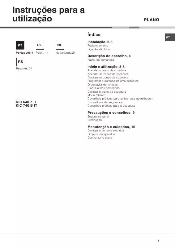 Mode d'emploi HOTPOINT KIC 740 B IT