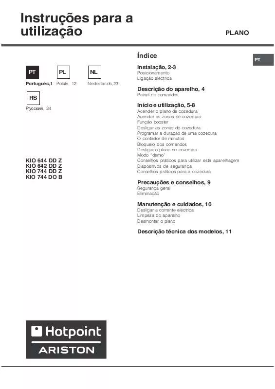 Mode d'emploi HOTPOINT KIO 744 DO B