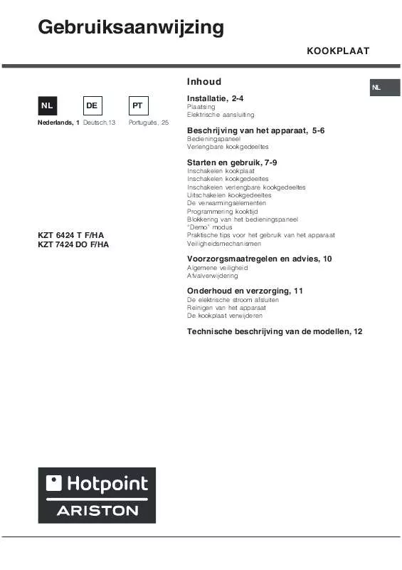 Mode d'emploi HOTPOINT KZT 6424 T F/HA