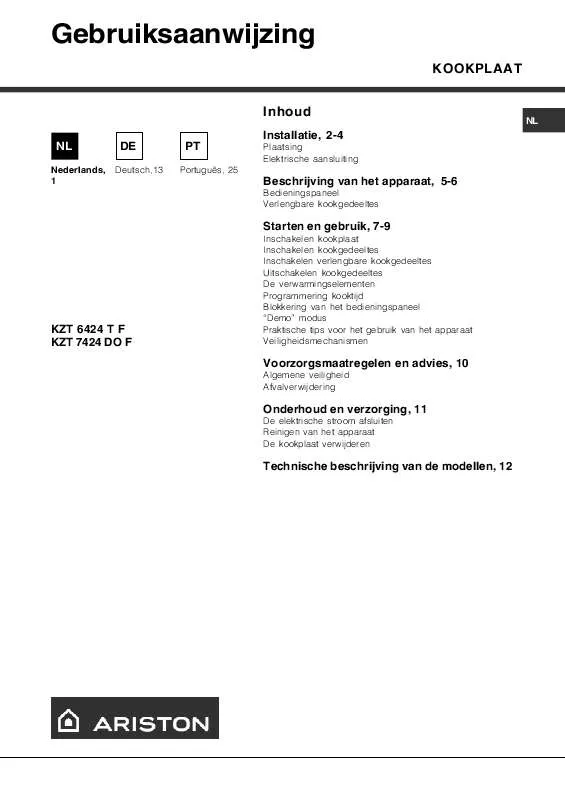 Mode d'emploi HOTPOINT KZT 7424 DO F