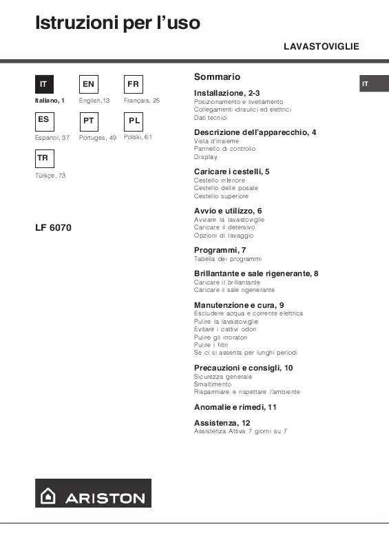 Mode d'emploi HOTPOINT LF 6070 EU