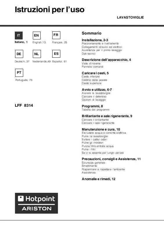 Mode d'emploi HOTPOINT LFF 8314 B EU