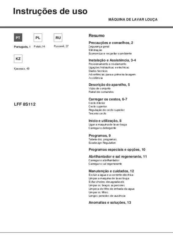 Mode d'emploi HOTPOINT LFF 8S112 X EU