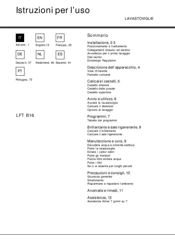 Mode d'emploi HOTPOINT LFT B16 A EU