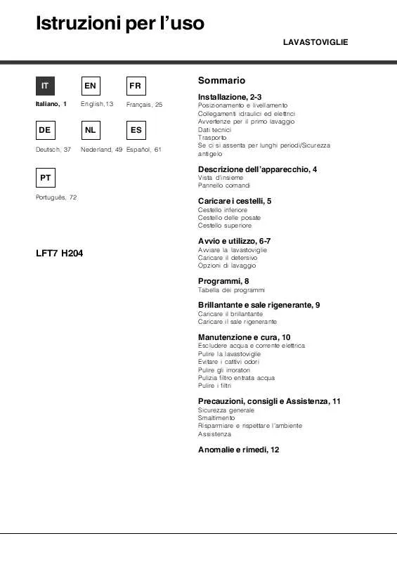 Mode d'emploi HOTPOINT LFT7 H204 HX