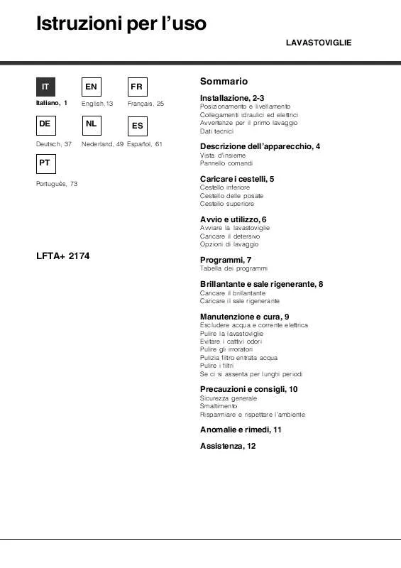 Mode d'emploi HOTPOINT LFTA 2174 A