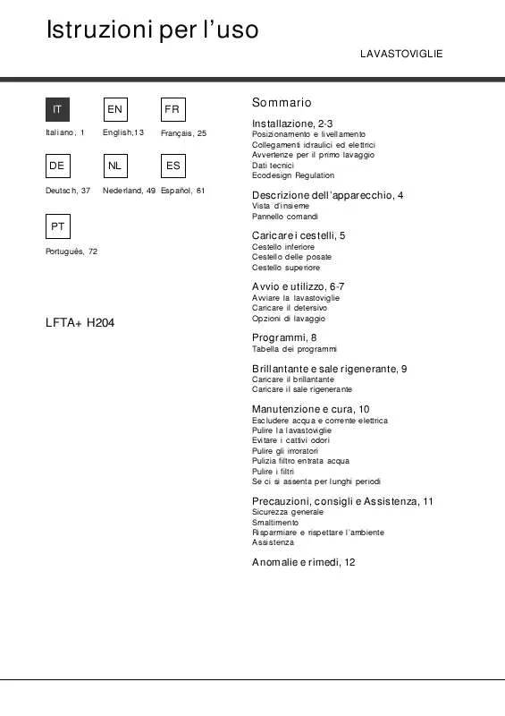 Mode d'emploi HOTPOINT LFTA H204 HX