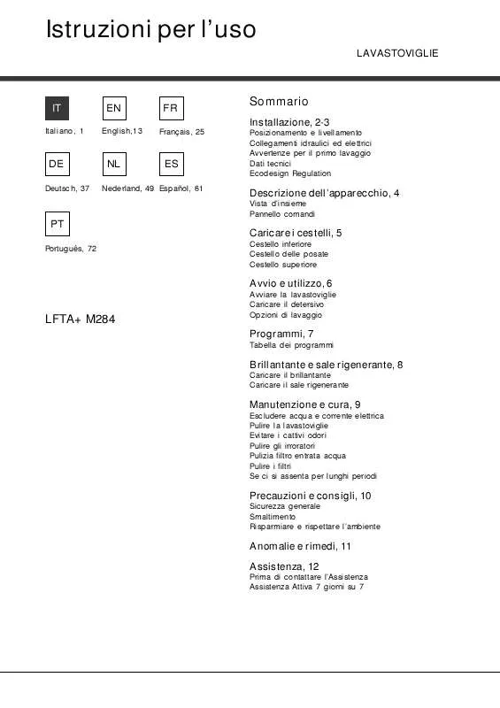 Mode d'emploi HOTPOINT LFTA M284 A