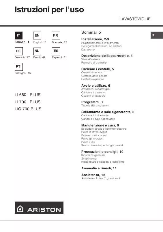 Mode d'emploi HOTPOINT LI 680 PLUS