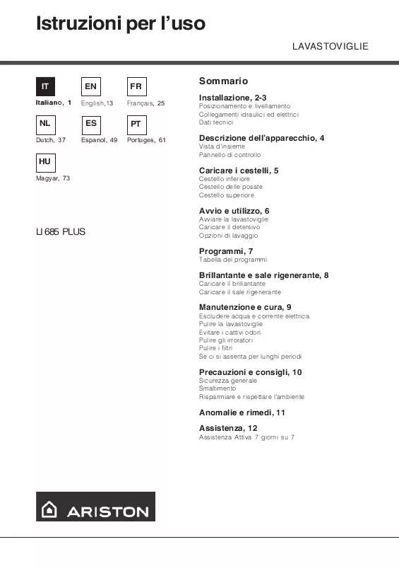 Mode d'emploi HOTPOINT LI 685 PLUS