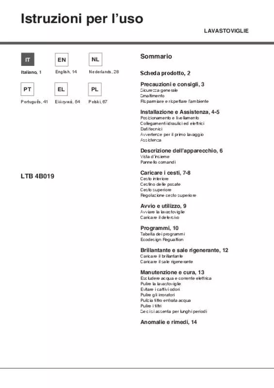 Mode d'emploi HOTPOINT LTB 4B019 EU