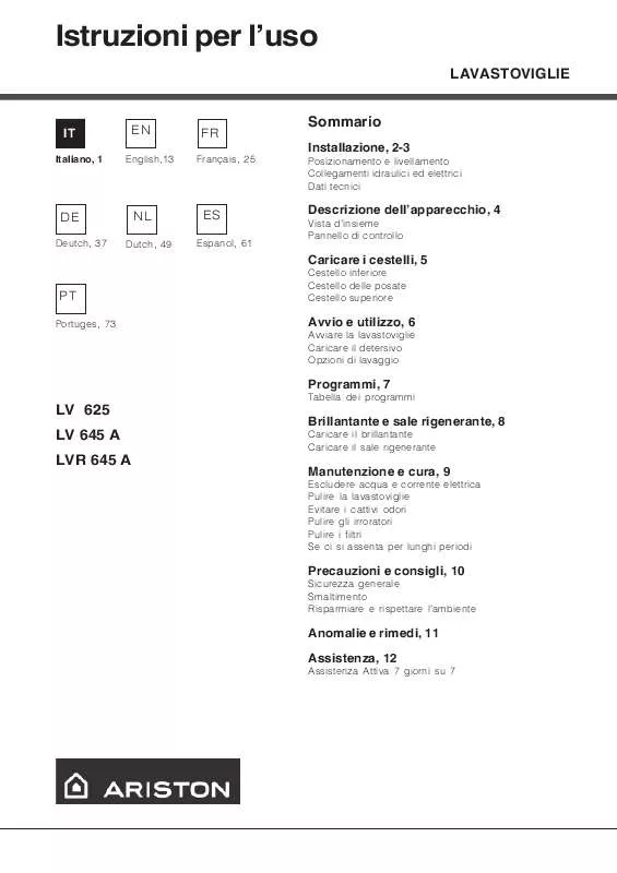 Mode d'emploi HOTPOINT LV 625 BK