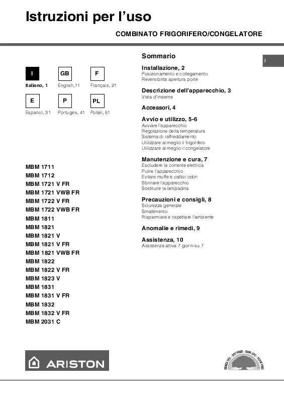 Mode d'emploi HOTPOINT MBM 1712